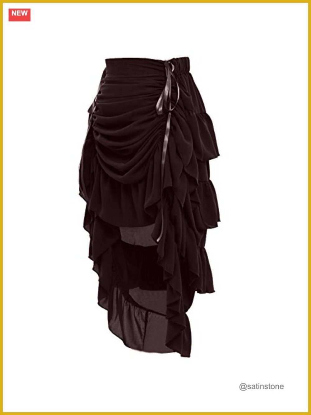 Steampunk High Low Renaissance Faire Skirt Ruffled Elastic Waist